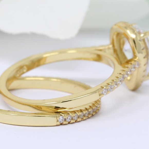 Teardrop Pear 1.25 Carat Pear CZ Bridal Ring 925 S - Picture 2 of 3